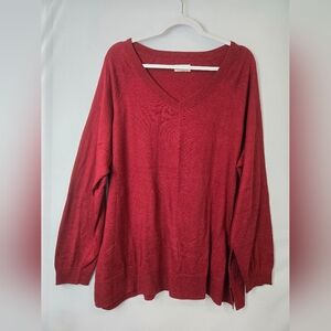 Lucky Brand Women's Red V-Neck Sweater Size XXL